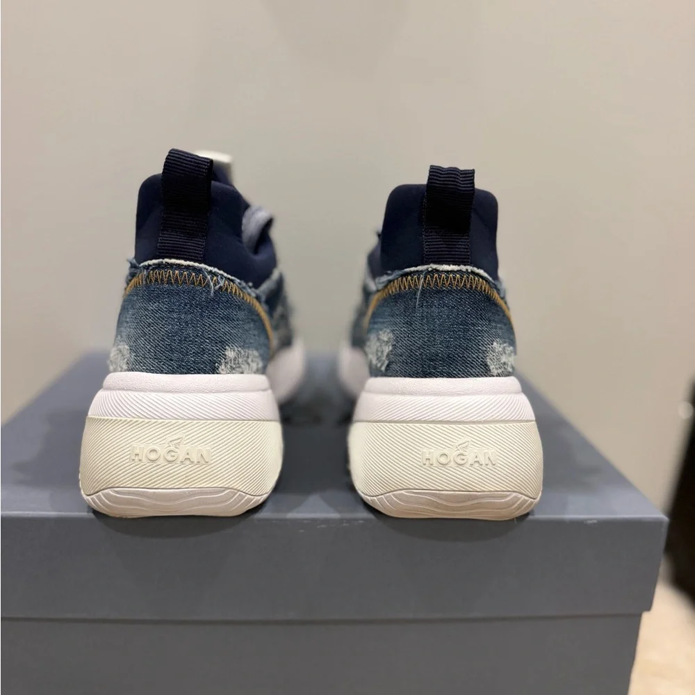 Hogan Frayed Denim Blue Sneakers size 38